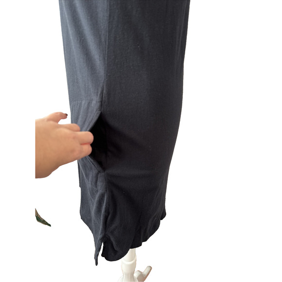 Lands End Women's S Boho Embroidered V Neck Stretch Sleeveless Dress Pockets Blk - Picture 4 of 10